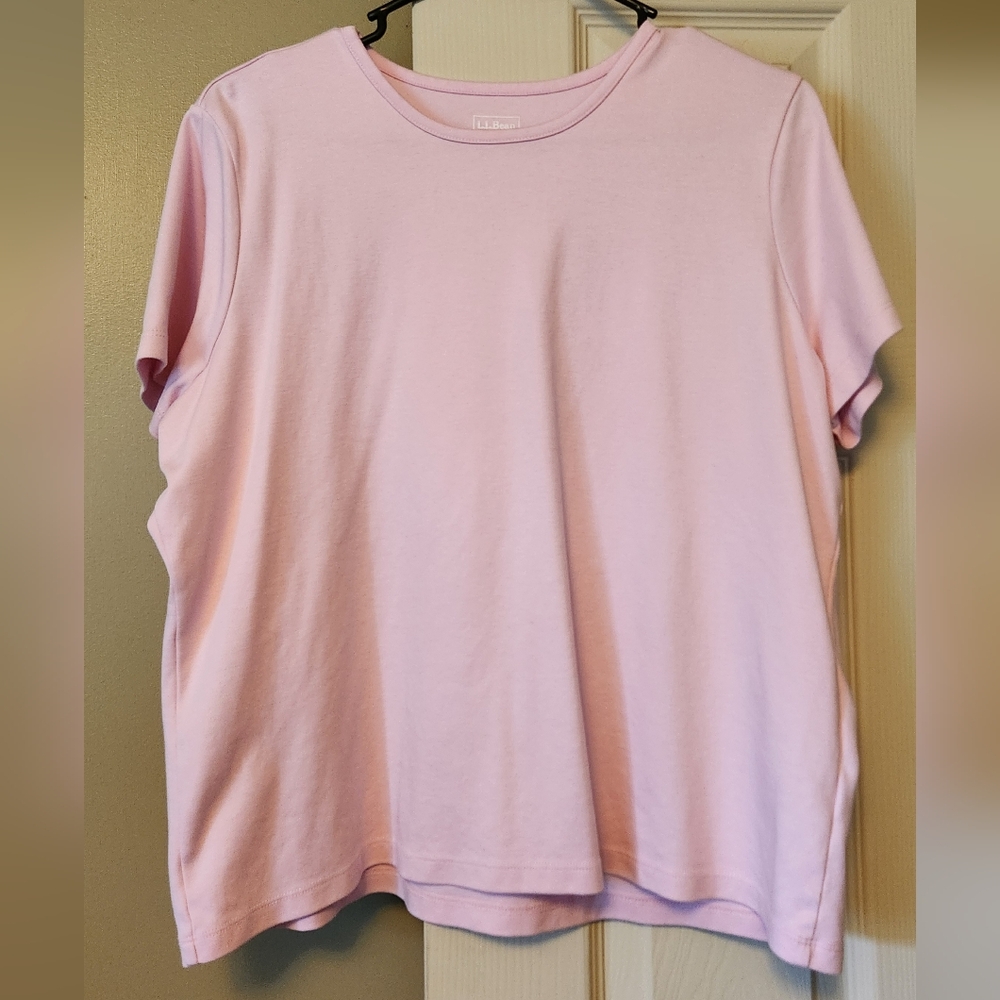 L.L. Bean - Baby Pink Boxy Short Sleeve Tee Womens XL Petite